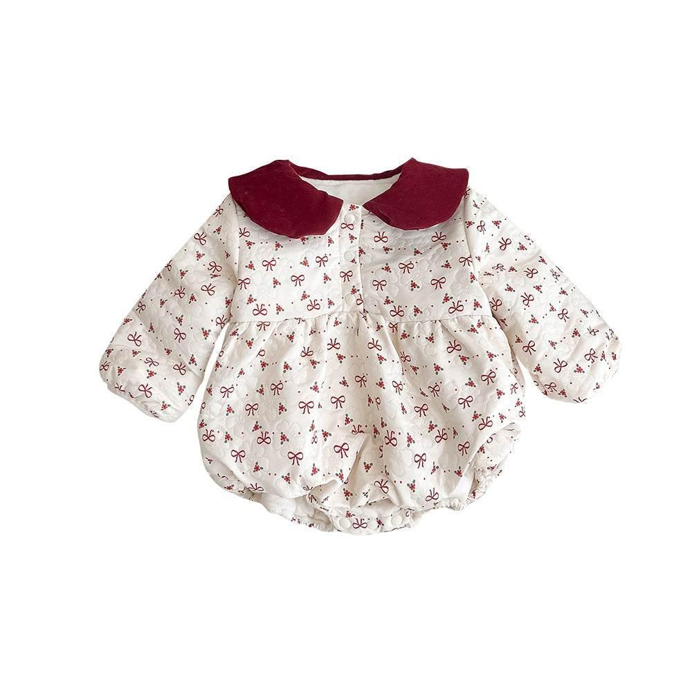 Adorable Floral Baby Romper with Bunny Ears and Bow Detail - Estalios