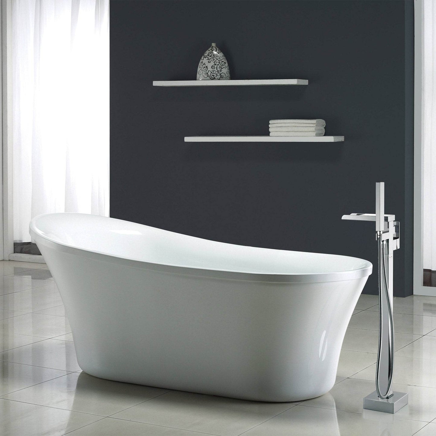 Infinity Freestanding Waterfall Spout Bathtub Faucet Design - Estalios
