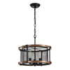Airi Imitation Wood Grain/Black 3-Light Chandelier for Rustic Elegance - Estalios
