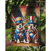American English Bulldog Garden Flag: Unleash Patriotic Paws! Patriotic Bulldog Garden Flag: Show your Love for your Country and your Furry Friend - Estalios