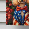 Poodle Power: American Pride House Flag! Show your Patriotic Spirit with our Delightful Patriotic Poodle Flag Garden Decor! this Charming Set Features a Patriotic - Estalios