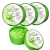 Aloe vera soothing gel in green containers.
