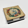American Eskimo and Flowers PU Leather Note Paper Holder with Artist-Designed Cover, Desk Accessory, Office Gift - Estalios
