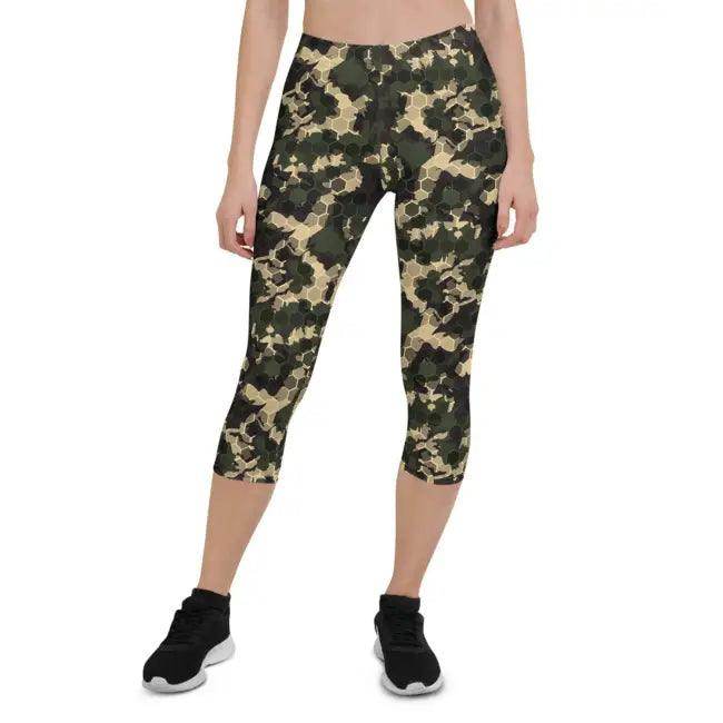 Unleash Your Inner Athlete with Camo Capri Leggings - Estalios