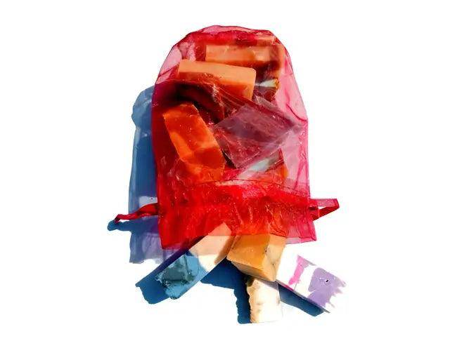 Vibrant Handmade Soap Bars in Chic Red Mesh Bag - Estalios