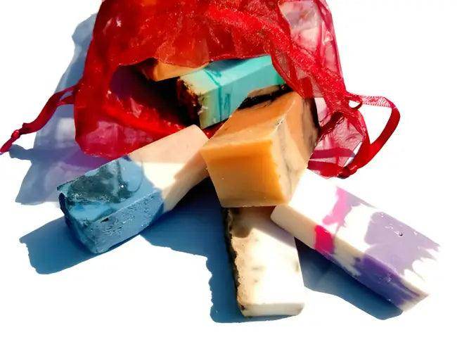 Vibrant Handmade Soap Bars in Chic Red Mesh Bag - Estalios