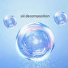 Translucent, spherical oil decomposition bubbles.