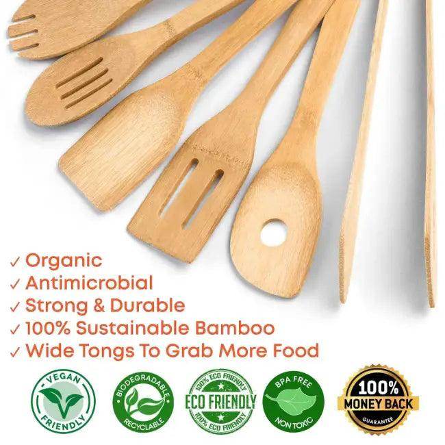 Spice Up Your Kitchen with Durable Bamboo Utensil Set - Estalios