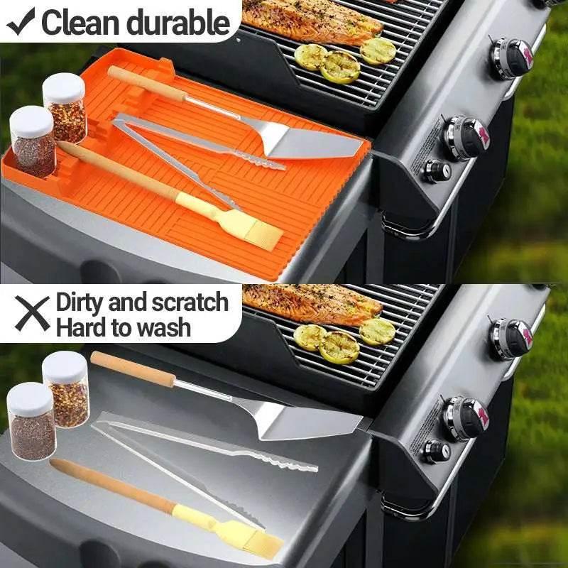 Barbecue Dustproof Silicone Cover And Baking Tray Pad - Estalios