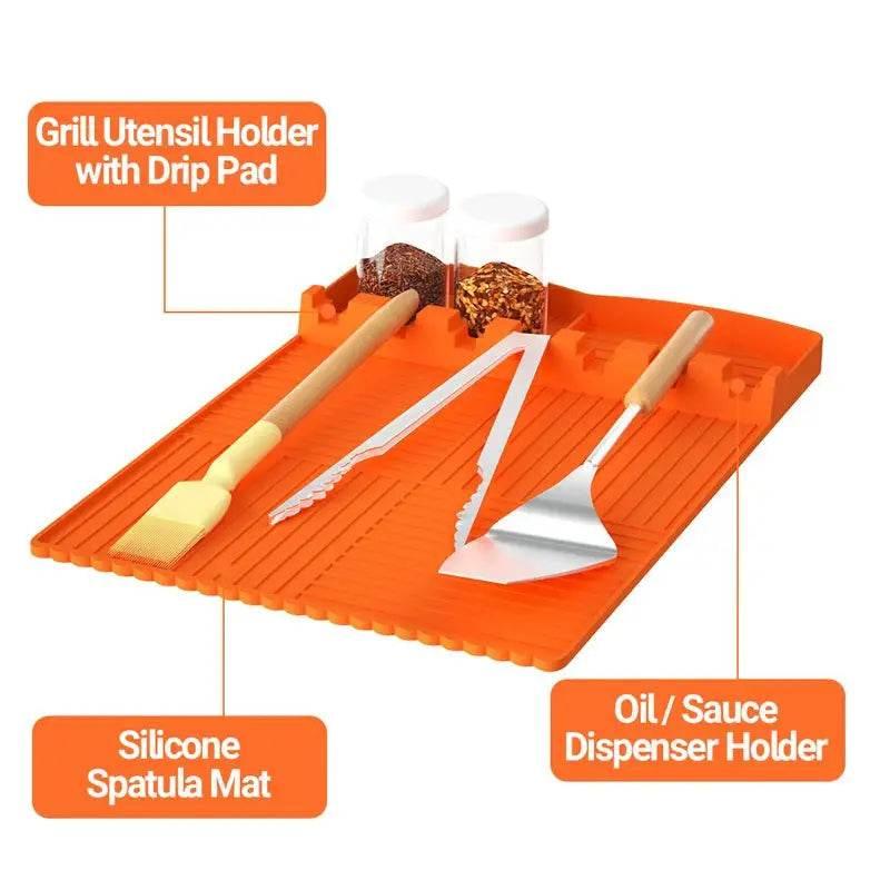 Barbecue Dustproof Silicone Cover And Baking Tray Pad - Estalios