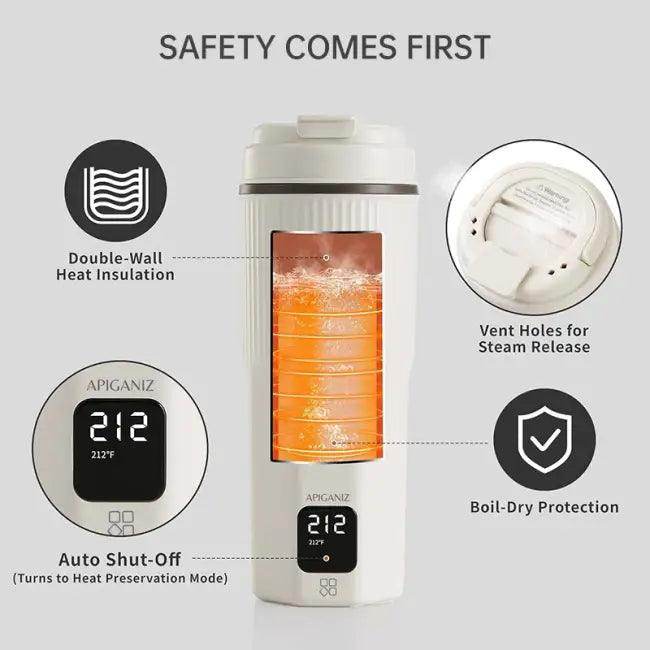 Beige Portable Multifunctional Electric Kettle for Travel Use - Estalios