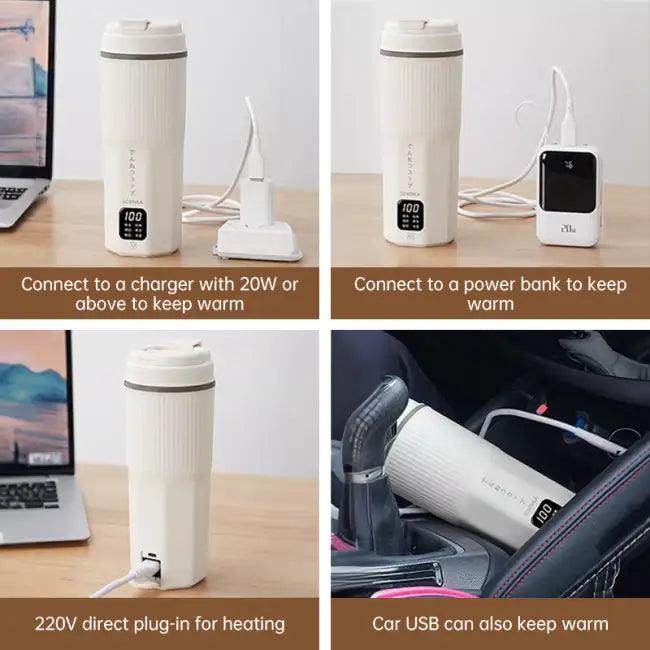 Beige Portable Multifunctional Electric Kettle for Travel Use - Estalios