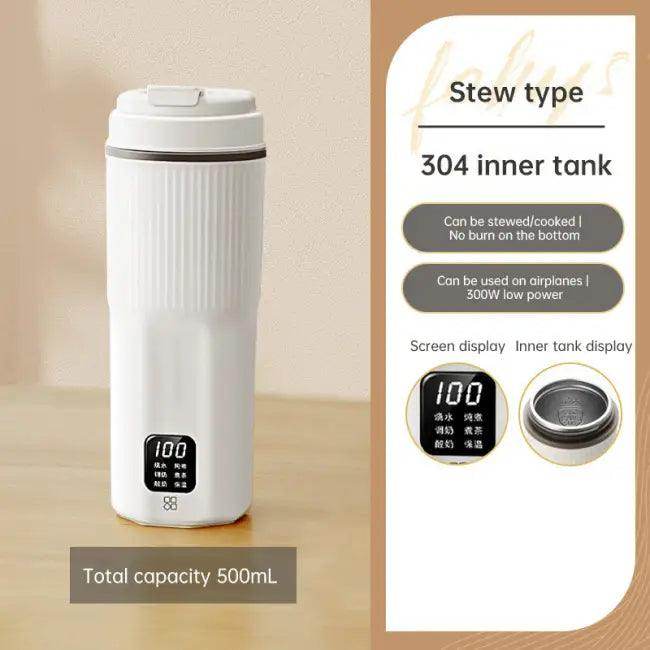 Beige Portable Multifunctional Electric Kettle for Travel Use - Estalios