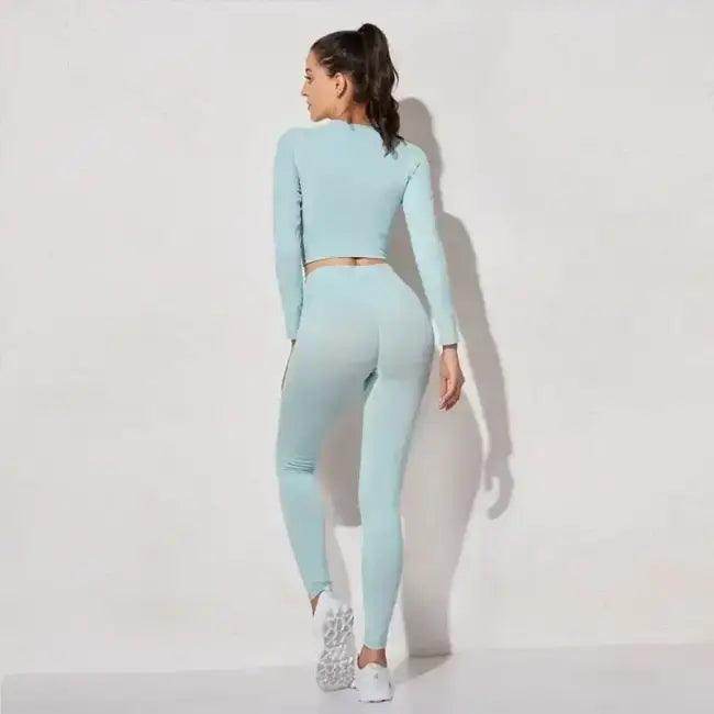 Vibrant Pink and Beige Ribbed Workout Set for Active Women - Estalios