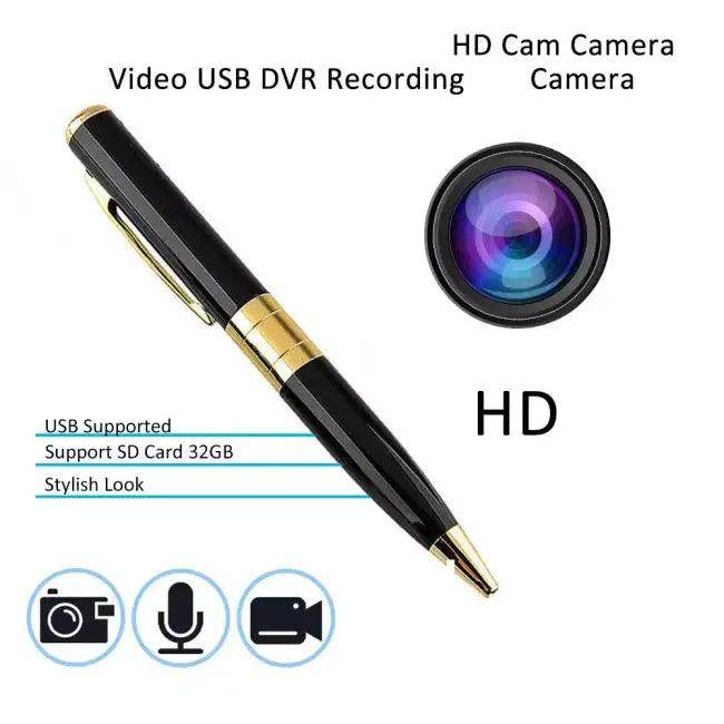 Sleek Black Gold Spy Pen with Hidden Camera Feature - Estalios