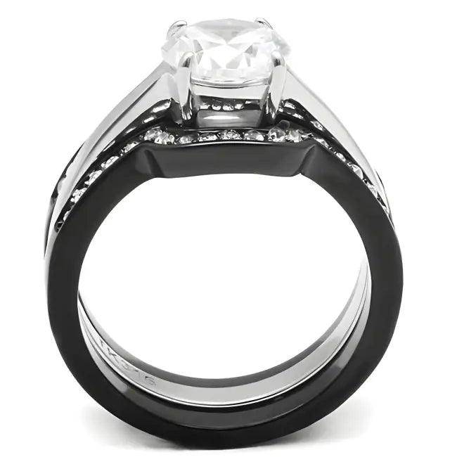 Unleash Bold Elegance with Black Silver Diamond Ring - Estalios