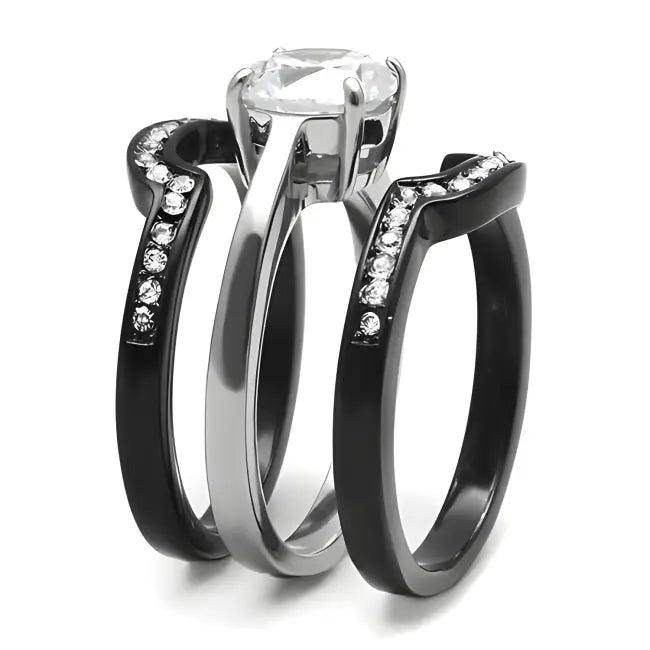 Unleash Bold Elegance with Black Silver Diamond Ring - Estalios