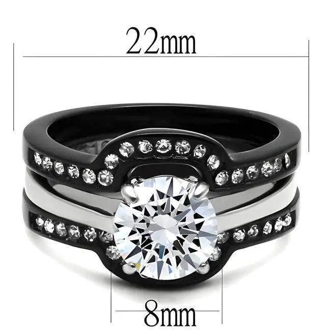 Unleash Bold Elegance with Black Silver Diamond Ring - Estalios