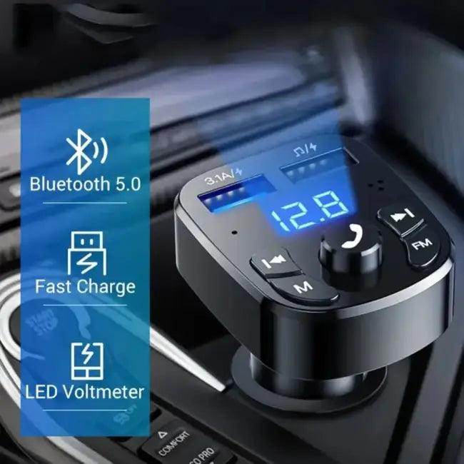 Sleek Car Charger FM Transmitter with Dual USB Power - Estalios