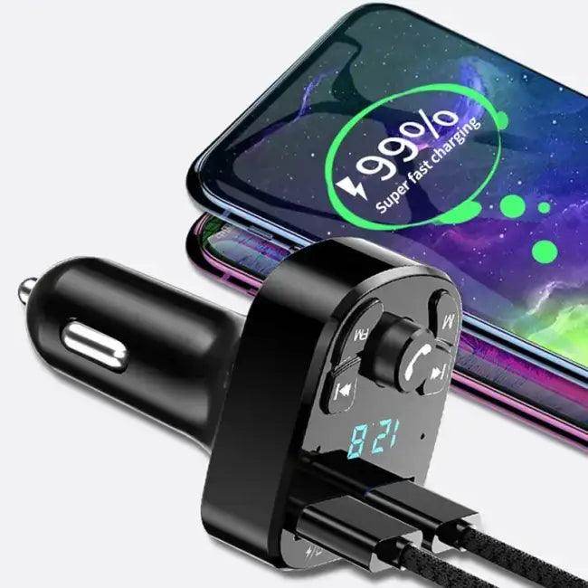 Sleek Car Charger FM Transmitter with Dual USB Power - Estalios