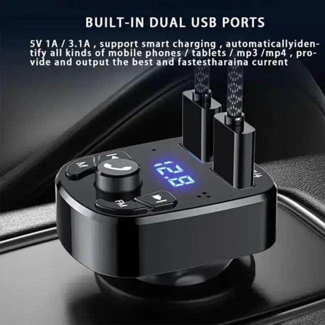 Sleek Car Charger FM Transmitter with Dual USB Power - Estalios