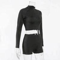 Amp Up Your Workout in the Bold Black Crop Set - Estalios
