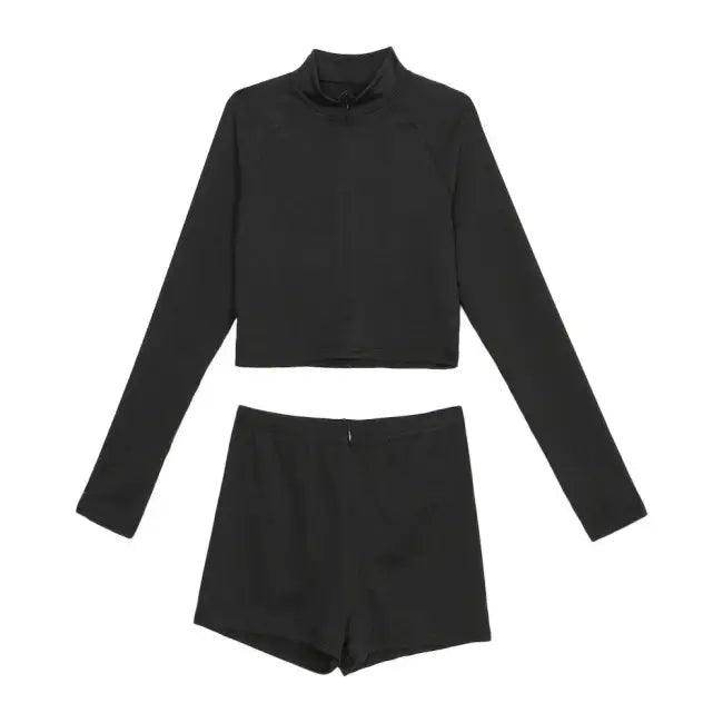 Amp Up Your Workout in the Bold Black Crop Set - Estalios