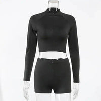 Amp Up Your Workout in the Bold Black Crop Set - Estalios