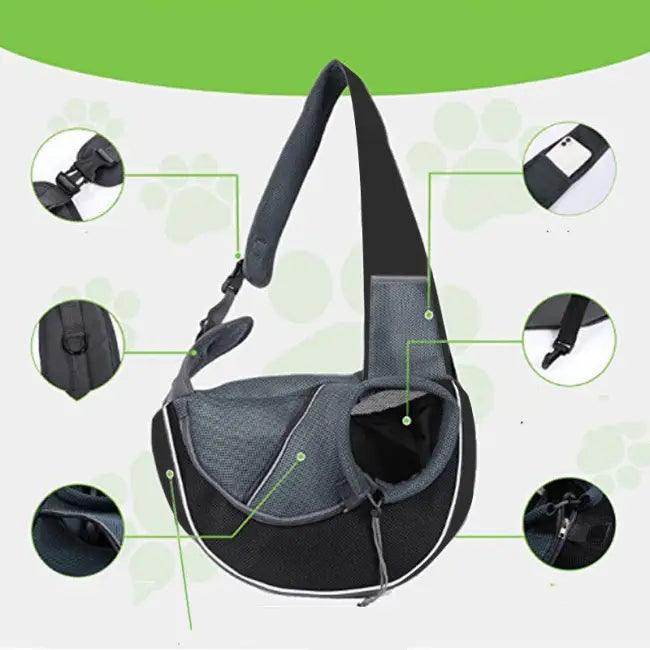 Adventure-Ready Black Pet Carrier Sling for Cozy Travel - Estalios