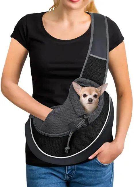 Adventure-Ready Black Pet Carrier Sling for Cozy Travel - Estalios