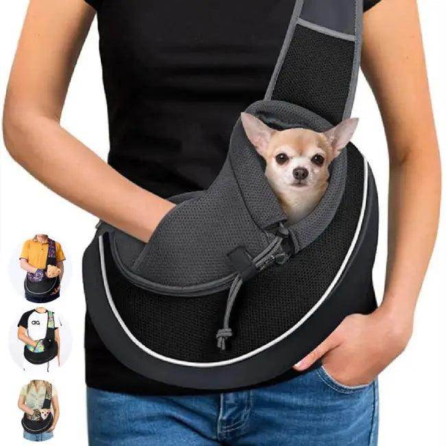 Adventure-Ready Black Pet Carrier Sling for Cozy Travel - Estalios