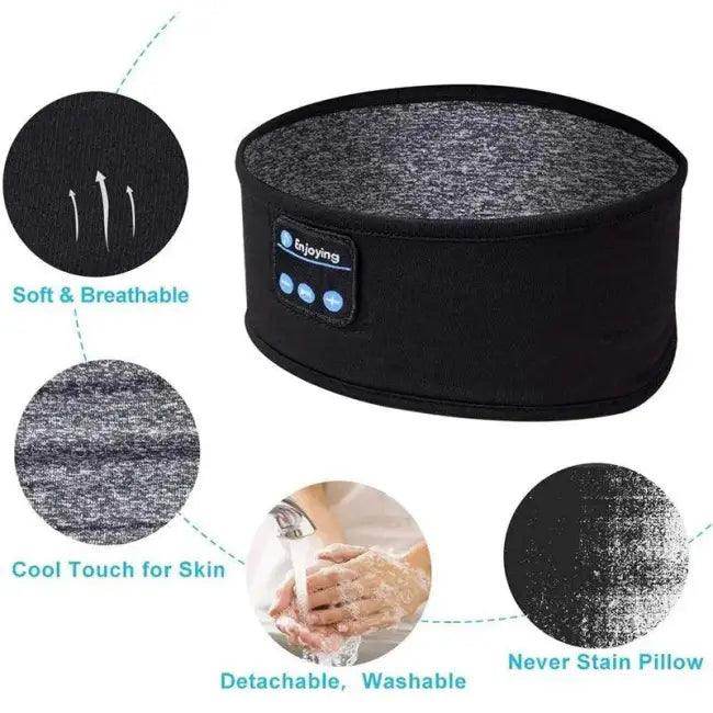 Sleep in Style Black Sleep Mask with Bluetooth Beats - Estalios