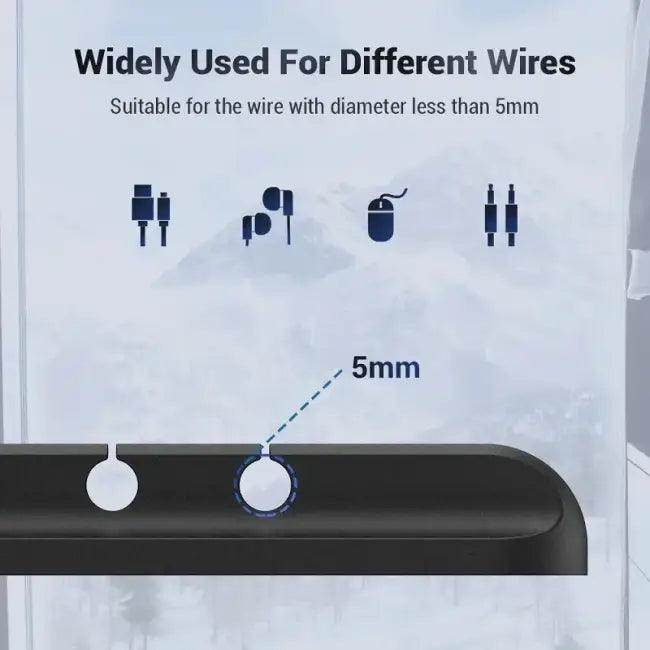 Black USB Cable Organizer with Slots for Tidy Desks - Estalios