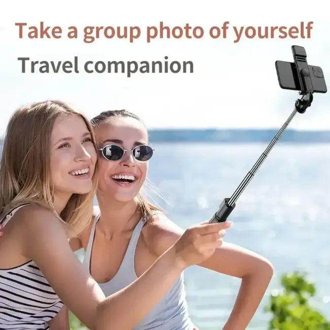 Black Wireless Selfie Tripod with Bluetooth Remote Shutter for Perfect Shots - Estalios