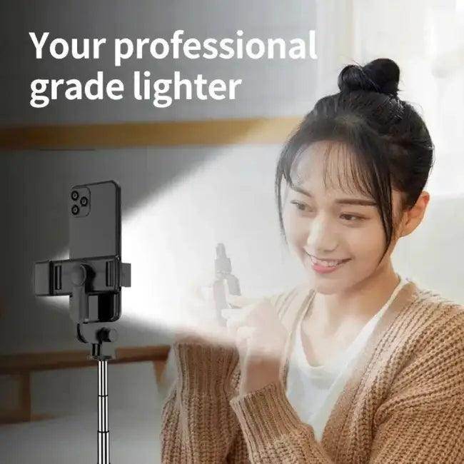 Black Wireless Selfie Tripod with Bluetooth Remote Shutter for Perfect Shots - Estalios