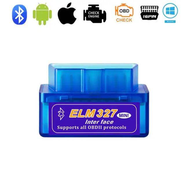 Compact Blue OBDII Car Diagnostic Scanner with ELM327 Compatibility - Estalios