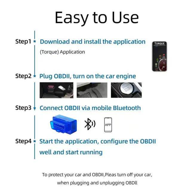 Compact Blue OBDII Car Diagnostic Scanner with ELM327 Compatibility - Estalios