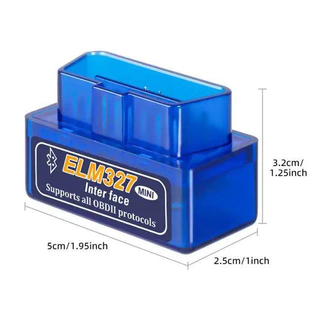 Compact Blue OBDII Car Diagnostic Scanner with ELM327 Compatibility - Estalios