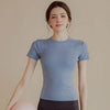 Blue Quick-Dry Athletic T-Shirt for Yoga and Running.