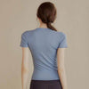 Blue Quick-Dry Athletic T-Shirt for Yoga and Running.