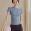 Blue Quick-Dry Athletic T-Shirt for Yoga and Running.