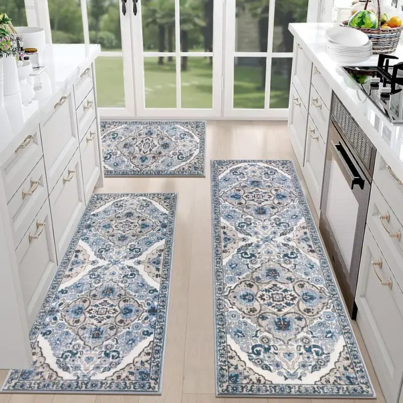 Boho Chic Kitchen Rug Set with Washable Non-Slip Design for Stylish Home Chefs - C