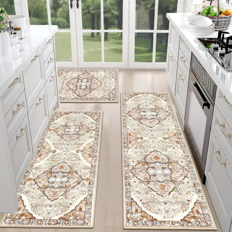 Boho Chic Kitchen Rug Set with Washable Non-Slip Design for Stylish Home Chefs