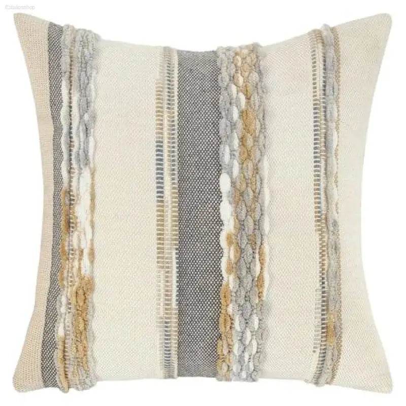 Boho Striped Chenille Throw Pillowcases for Cozy Decor - Estalios