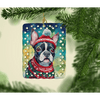 Boston Terrier Christmas Porcelain Ornament for Personalization - Estalios