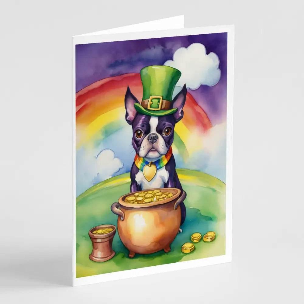 Boston Terrier St Patrick's Day Greeting Cards Pack of 8 - Estalios