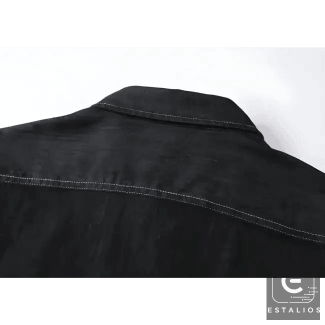 Effortless Style: Brown Leather Backpack & Denim Shirt - Estalios