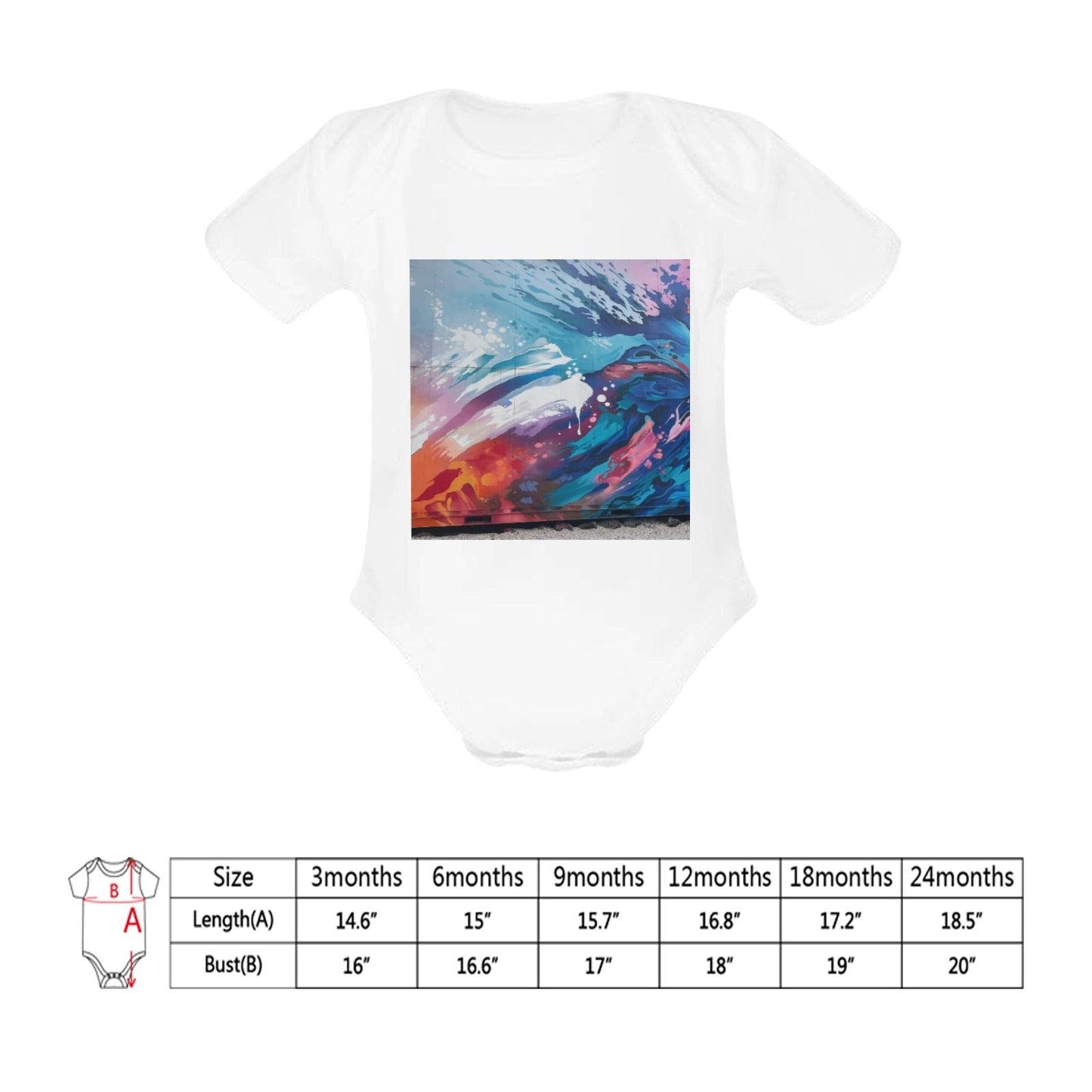 Baby Powder Organic Short Sleeve One Piece Model T28(One Side Printing) - Estalios