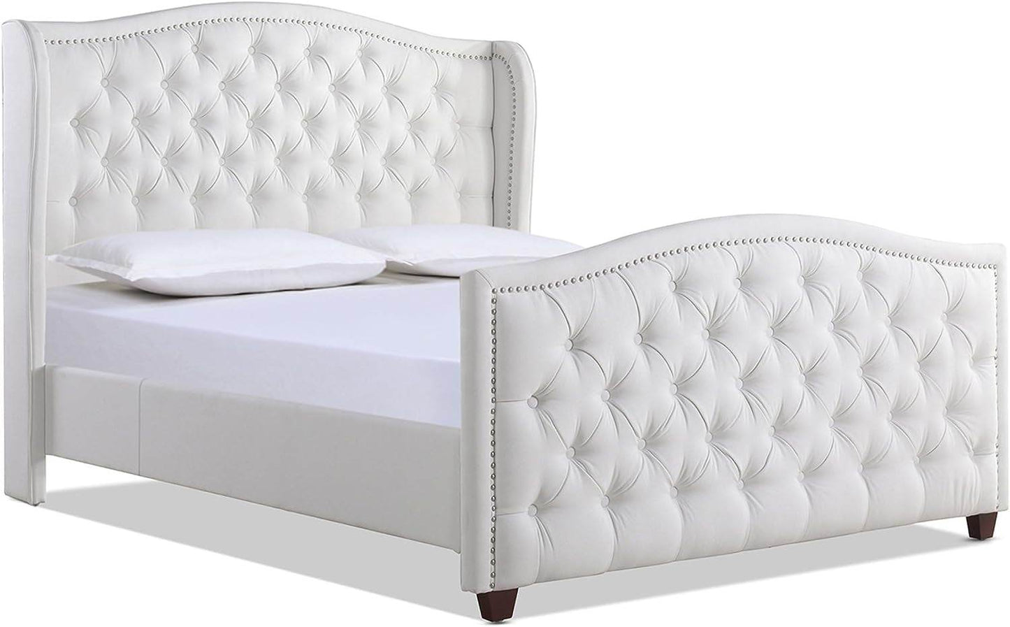 Marcella Upholstered Shelter Headboard Bed Set, Queen Size - Estalios