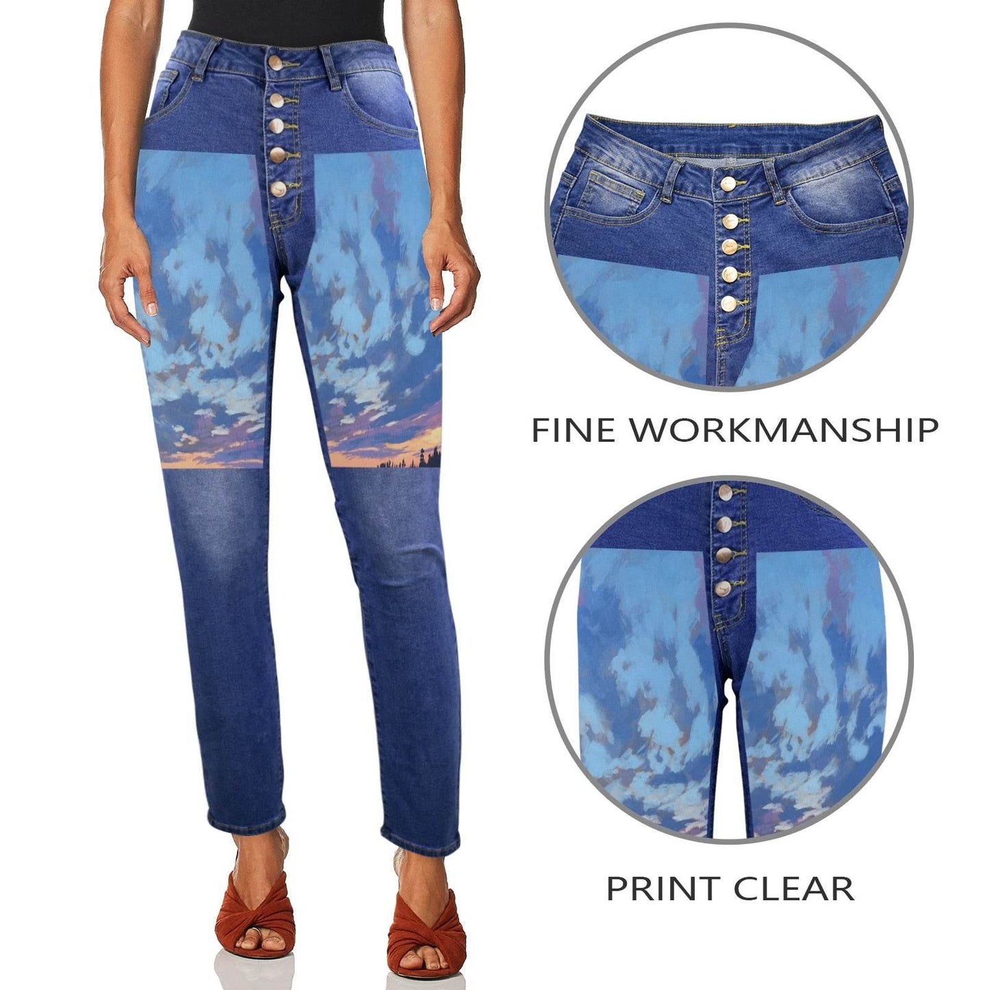 Women's Jeans (Front Printing) Made In USA Ships to USA Only - Estalios